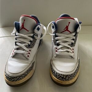 Nike Air Jordan 3 Retro GS White True Blue-Varsity Fire Red 854261-106 Size 8Y